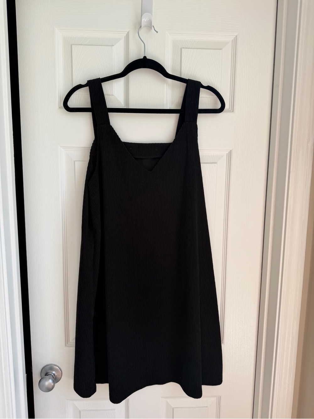 SHEIN Black Ribbed Square-Strap Mini Dress